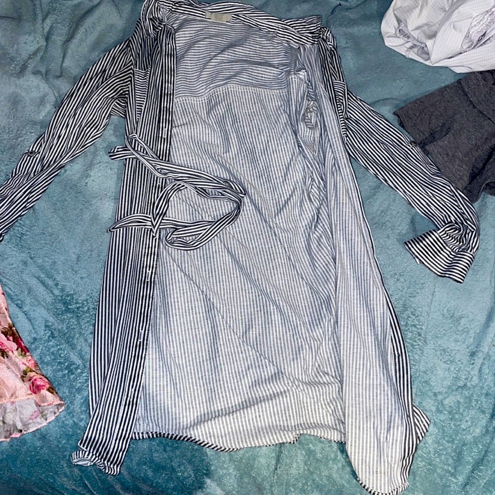 Button up collared pinstripe dress